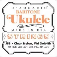J68 Комплект струн для укулеле баритон, прозрачный нейлон, медь, D'Addario