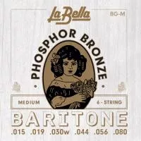 Комплект струн для гитары баритон, фосфорная бронза, 15-80, La Bella, BG-M