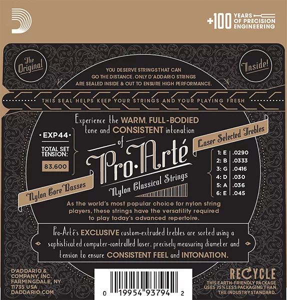 EXP44 CLASSICAL Струны для классической гитары нейлоновые Extra Hard D`Addario