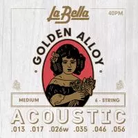 Golden Alloy Комплект струн для акустической гитары, бронза 80/20, 13-56, La Bella, 40PM