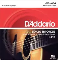 EJ12 BRONZE 80/20 Струны для акустической гитары бронза Medium 13-56 D`Addario