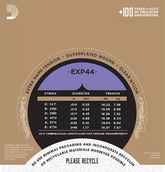 EXP44 CLASSICAL Струны для классической гитары нейлоновые Extra Hard D`Addario