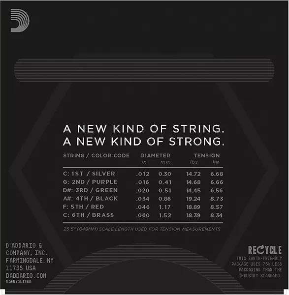 NYXL1260 NYXL Комплект струн для электрогитары, Extra Heavy, 12-60, D'Addario