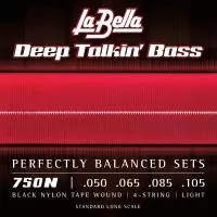 Deep Talkin' Bass Комплект струн для бас-гитары, черный нейлон, 50-105, La Bella, 750N