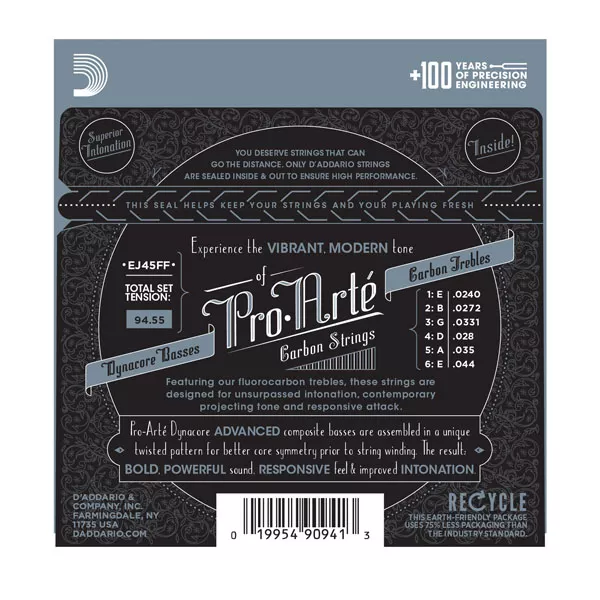 EJ45FF Pro-Arte Carbon Комплект струн для классической гитары, нормальное натяжение, D'Addario