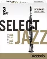 RSF10SSX3S Select Jazz Трости для саксофона сопрано, обработан. низ среза, размер 3 Soft, 10шт, Rico