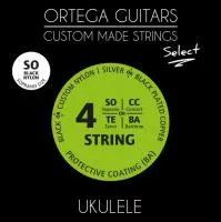 Select Комплект струн для укулеле сопрано, черный нейлон, с покрытием, Ortega, UKSBK-SO