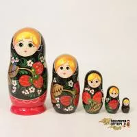 LHM10150 Матрешка "Хохлома Вятка" 5 кукольная, Хохлома