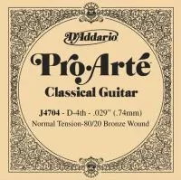 J4704 Отдельная 4-ая струна для акустической гитары, бронза 80/20, 029, D'Addario
