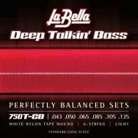 Deep Talkin' Bass Комплект струн для 6-струнной бас-гитары, белый нейлон, 43-135, La Bella, 750T-CB