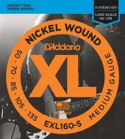 EXL160-5 XL NICKEL WOUND Струны для 5-струнной бас-гитары 5-string Long Medium 50-135 D`Addario