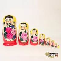 LHM10102 Матрешка традиционная 8 кукольная, Хохлома
