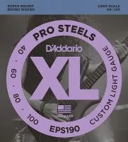 EPS190 ProSteels Комплект струн для бас-гитары, Custom Light, 40-100, D'Addario