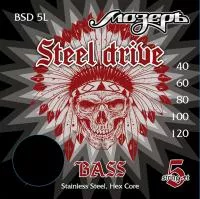BSD-5L Steel Drive Комплект струн для 5-струнной бас-гитары, сталь, 40-120, Мозеръ