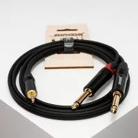 MJ2JM-1m Y-кабель 3,5 мм миниджек - 2 моно-джека 6,3 мм, 1м, SHNOOR