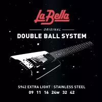 Комплект струн для электрогитары без головки грифа, 9-42, La Bella, S942