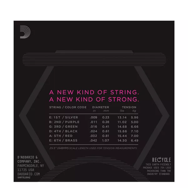 NYXL0942 NYXL Комплект струн для электрогитары, никелированные, Super Light, 09-42, D'Addario