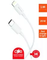 Кабель GP10TL Lightning (m)-Type-C (m) 1.0м, белый, GoPower, 00-00022804