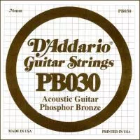 PB030 Phosphor Bronze Отдельная струна для акустической гитары, фосфорная бронза, .030, D'Addario