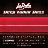 Deep Talkin' Bass Комплект струн для 5-струнной бас-гитары, черный нейлон, 50-135, La Bella, 750N-B