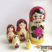 LHM101051 Матрешка традиционная 5 кукольная большая, Хохлома
