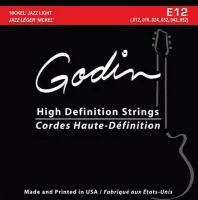 033416 E-12 Комплект струн для электрогитары, 12-52, Jazz Light, Godin