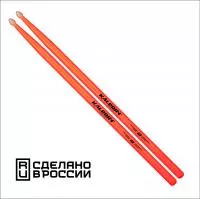 5A Барабанные палочки, граб, флуоресцентные оранжевые, Kaledin Drumsticks, 7KLHBOR5A