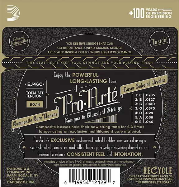 EJ46C COMPOSITE PRO ARTE Струны для классической гитары нейлоновые/композитные Hard D`Addario