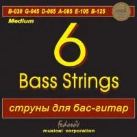 ГБ6-1 Комплект струн для 6-струнной бас-гитары, никель, Medium, 30-125, Fedosov
