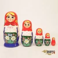 LHM10146 Матрешка "Синий сарафан" 5 кукольная, Хохлома