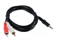 Кабель AUX 3.5мм-2xRCA 1.5м ПВХ черный в пакете, GoPower, 00-00027488