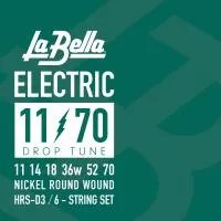 HRS Drop Tune Комплект струн для электрогитары, никелированные, 11-70, La Bella, HRS-D3