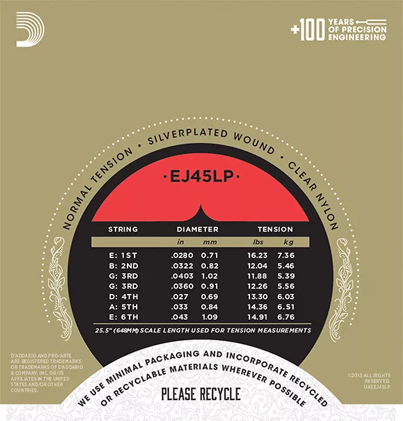 EJ46LP Pro-Arte Composite Комплект струн для классической гитары, сильное натяжение, D'Addario