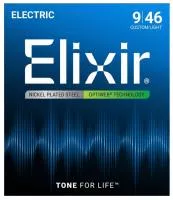 Optiweb Комплект струн для электрогитары, никелированная сталь, Custom Light 9-46, Elixir, 19027