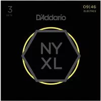Cтруны для электрогитары, никелированные, Regular Light, 09-46, 3 комплекта, D'Addario, NYXL0946-3P