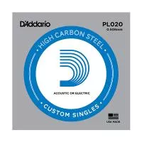 PL020 Plain Steel Отдельная струна без обмотки, сталь, .020, D'Addario