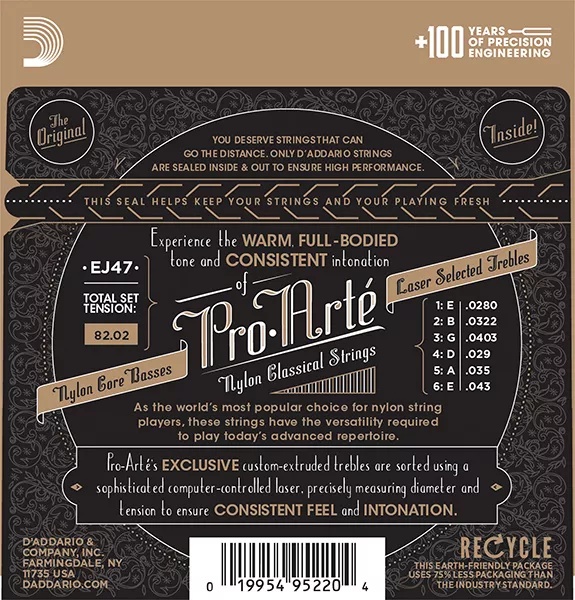 EJ47 PRO ARTE Струны для классической гитары нейлоновые Normal D`Addario