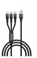 Кабель GP21-3-1.2M USB (m)-Type-C/Lightning/microUSB (m) 1.2м черный, GoPower, 00-00028388