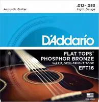 EFT16 FLAT TOPS Струны для акустической гитары фосфорная бронза, Regular Light 12-53  D`Addario