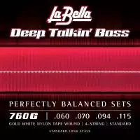 Gold White Nylon Комплект струн для бас-гитары, бронза/белый нейлон, 60-115, La Bella, 760G