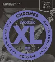 ECG24-7 Chromes Flat Wound Комплект струн для 7-струнной электрогитары, Jazz Light, 11-65, D'Addario