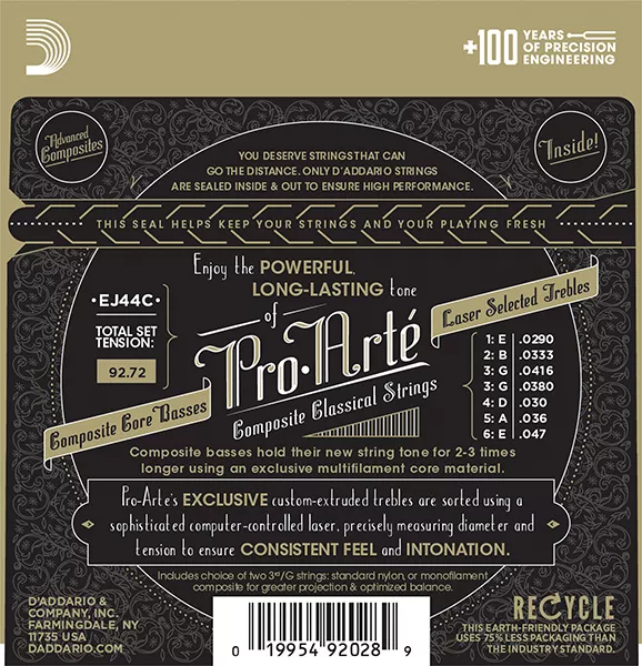 EJ44C COMPOSITE PRO ARTE Струны для классической гитары нейлоновые Extra Hard D`Addario