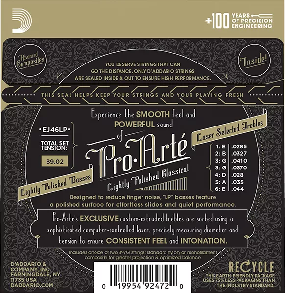 EJ46LP Pro-Arte Composite Комплект струн для классической гитары, сильное натяжение, D'Addario