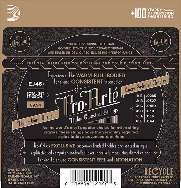 EJ46 PRO ARTE Струны для классической гитары нейлоновые Hard D`Addario