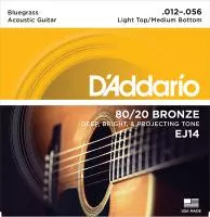 EJ14 Bronze 80/20 Струны для акустической гитары, 12-56, Light Top/Medium Bottom/Bluegrass D'Addario