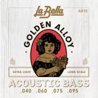 Golden Alloy Комплект струн для акустической бас-гитары, бронза, Extra Light, 40-95, La Bella, AB-10