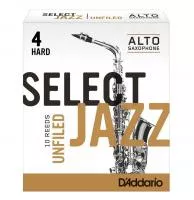 Select Jazz Unfiled Трости для саксофона альт, размер 4, жесткие (Hard), 10шт, Rico, RRS10ASX4H