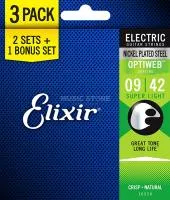 16550 Optiweb Струны для электрогитары, 3 комплекта, 9-42, Elixir