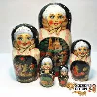 LHM10147 Матрешка "Сюжет" 5 кукольная, Хохлома