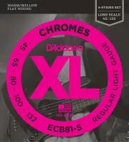 ECB81-5 Chromes Комплект струн для 5-струнной бас-гитары, Light, 45-132, Long Scale, D'Addario